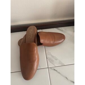 Seychelles Tan Leather Mule Loafers Womens 9 Brown Slip On Flat Shoes Minimalist